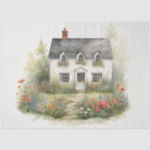 Vintager Garten mit weißer Hütte Seidenpapier (Vorderseite)