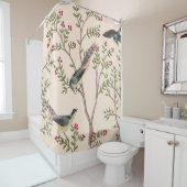 Vintager Gartenbaum, Vogelblumenmuster, nahtlos  Duschvorhang (Beispiel)