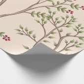 Vintager Gartenbaum, Vogelblumenmuster, nahtlos  Geschenkpapier (Ecke)