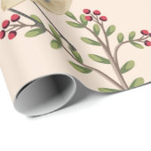 Vintager Gartenbaum, Vogelblumenmuster, nahtlos  Geschenkpapier (Rolleneckpunkt)