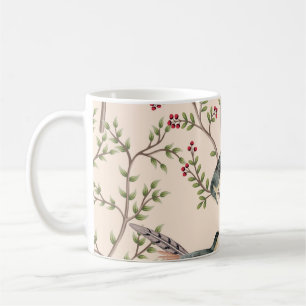 Vintager Gartenbaum, Vogelblumenmuster, nahtlos  Kaffeetasse