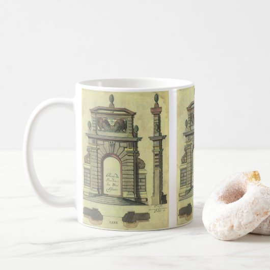 Vintager Gartenbogen, Renaissance-Architektur Kaffeetasse (Mit Donut)