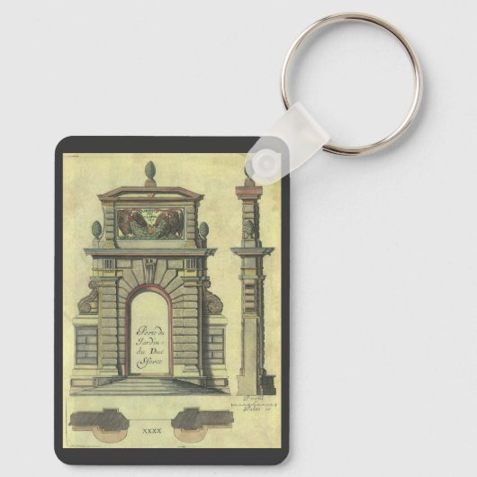 Vintager Gartenbogen, Renaissance-Architektur Schlüsselanhänger (Rückseite)
