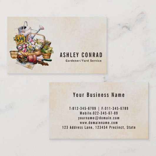 Vintager Gartengärtnerdienst Visitenkarte (Vorne/Hinten)