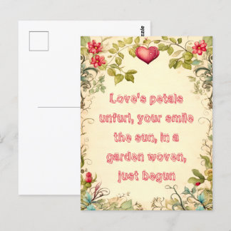 VINTAGER GARTENHERZRAHMEN MIT SCHNELLER LIEBE POSTKARTE