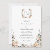 Vintager Gartenpfirsich und Blumenzwiebelzettel Einladung (Vorderseite)