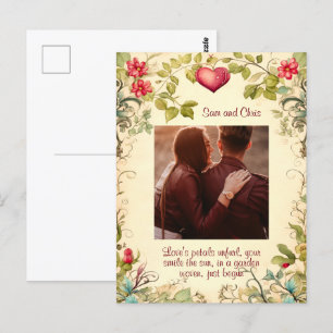 VINTAGER GARTENRAHMEN - ZOLLREICHE LIEBE POSTKARTE