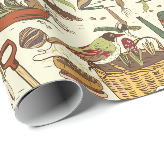 Vintager Gärtner Geschenkpapier (Rolleneckpunkt)