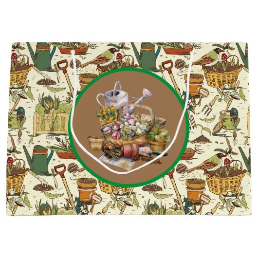 Vintager Gärtner Große Geschenktüte (Vorderseite)
