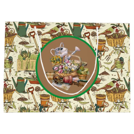 Vintager Gärtner Große Geschenktüte (Rückseite)