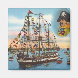 Vintager Gasparilla Pirate Schiff Tampa Magnet