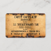 Vintager gealterter alter Westblick an Visitenkarte (Rückseite)