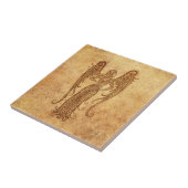 Vintager gealterter Jungfrau-Tierkreis Fliese (Seite)