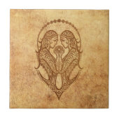 Vintager gealterter Zwillings-Tierkreis Fliese (Vorderseite)