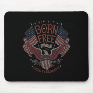 Vintager, Geborener, freier Adler, American Flag 1 Mousepad