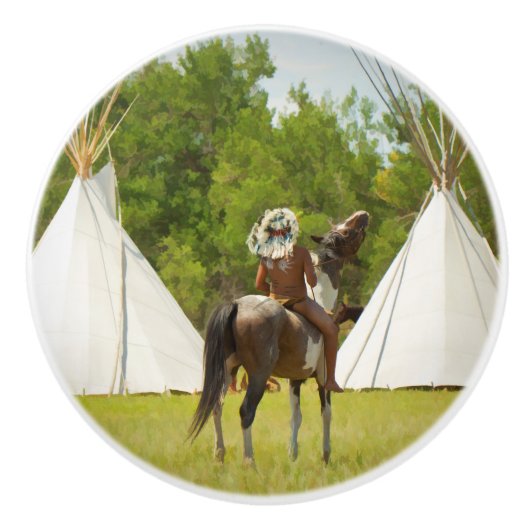 Vintager gebürtiger Amerikaner-Fach-Griff Keramikknauf (Vorderseite)