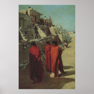 Vintager gebürtiger Amerikaner, Hopi-Pueblo durch Poster