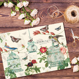 Vintager Geburtskäfig, Schmetterlinge und Vogeldek Seidenpapier