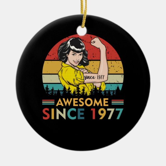 Vintager Geburtstag 1977 Keramik Ornament (Vorne)