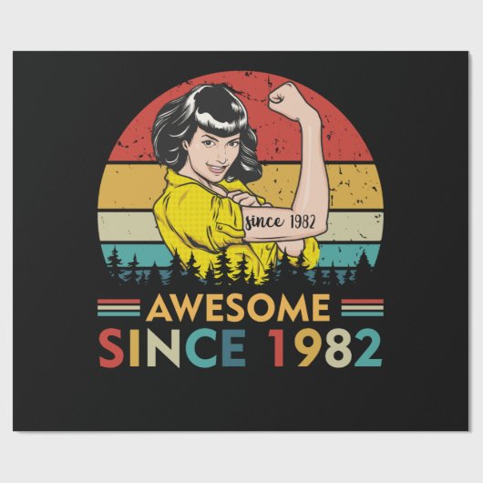 Vintager Geburtstag 1982 Geschenkpapier (Flach)