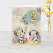 Vintager Geburtstag "2 Jahre alt" Karte (Gelbe Blume)