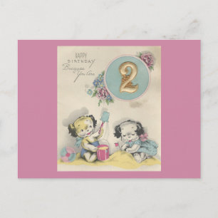 Vintager Geburtstag "2 Jahre alt" Postkarte