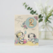 Vintager Geburtstag "2 Jahre alt" Postkarte (Stehend Vorderseite)