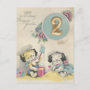 Vintager Geburtstag "2 Jahre alt" Postkarte