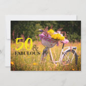 Vintager Geburtstag 50 und fabelhaftes Party Fahrr Einladung (Vorderseite)