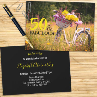 Vintager Geburtstag 50 und fabelhaftes Party Fahrr Einladung