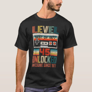 Vintager Geburtstag Best of 1977 Unlock Level 45 T-Shirt