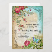 Vintager Geburtstag Einladung (Vorne/Hinten)