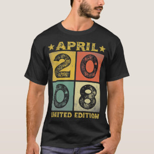 Vintager Geburtstag Geboren im April 2008 für Jung T-Shirt