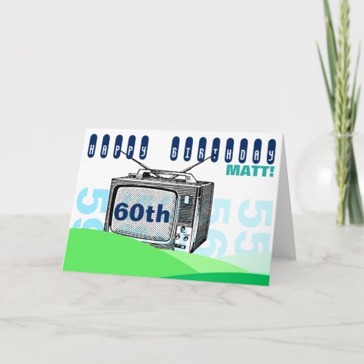 Vintager Geburtstag grüßenc Illustration Fernsehen Karte (Vorderseite)