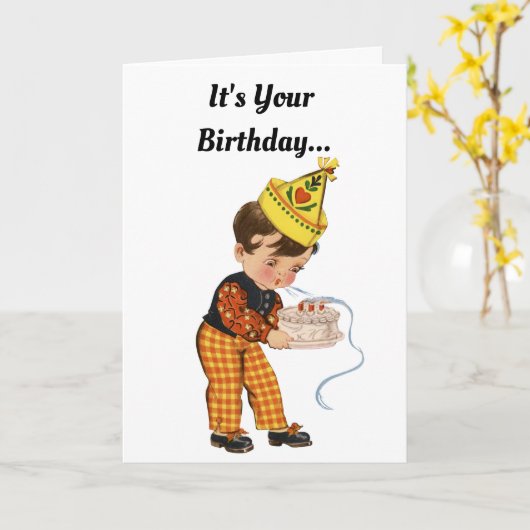 Vintager Geburtstag Karte (Gelbe Blume)