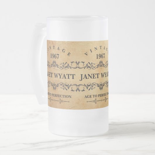 Vintager Geburtstag Mattglas Bierglas (Vorderseite Links)