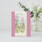 Vintager Geburtstag mit Brunnen Postkarte (Stehend Vorderseite)