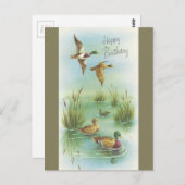 Vintager Geburtstag mit Enten Postkarte (Vorne/Hinten)