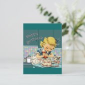 Vintager Geburtstag Postkarte (Stehend Vorderseite)