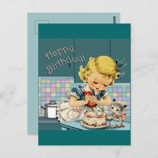 Vintager Geburtstag Postkarte (Vorne/Hinten)