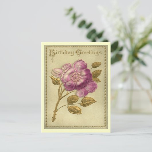 Vintager Geburtstag Postkarte (Stehend Vorderseite)