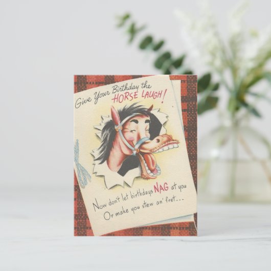 Vintager Geburtstag Postkarte (Stehend Vorderseite)