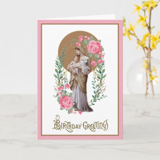 Vintager Geburtstag Religiöse Jungfrau Mary Floral Karte (Gelbe Blume)