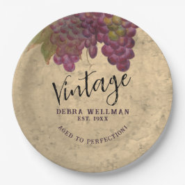 Vintager Geburtstag Rustikaler Wein Land Custom Pappteller