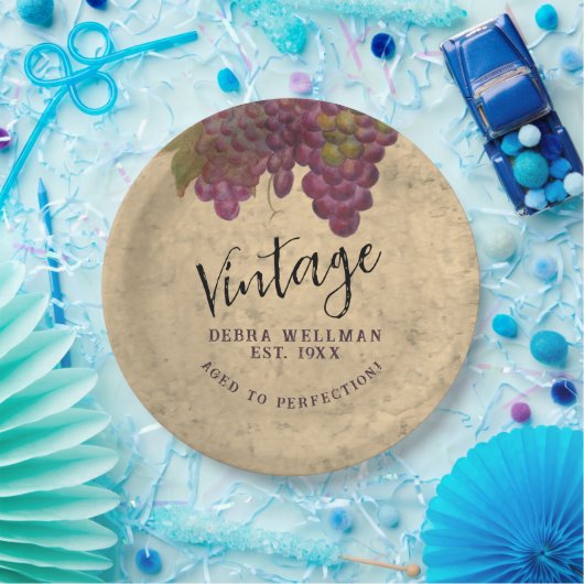 Vintager Geburtstag Rustikaler Weinberg Land Pappteller (Party)