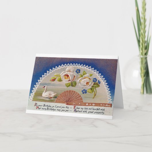 Vintager Geburtstag Swan Blue Postcard Karte (Vorderseite)