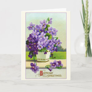 Vintager Geburtstag wünscht Lila Pansy Blume Karte