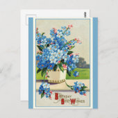 Vintager Geburtstag wünscht Retro-Floral Postkarte (Vorne/Hinten)