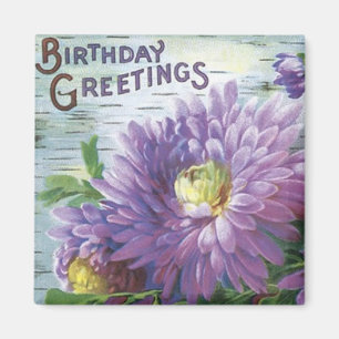 Vintager Geburtstags-Magnet mit Blumen Magnet