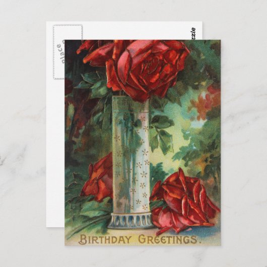 Vintager Geburtstagsgruß Postkarte (Vorne/Hinten)